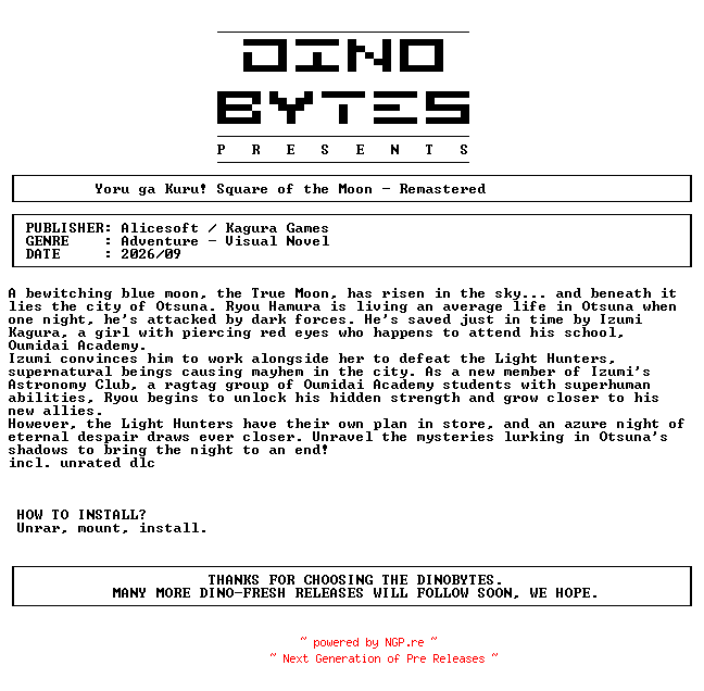 NFO for the release Yoru_Ga_Kuru_Square_of_the_Moon_Remastered-DINOByTES by DINOByTES