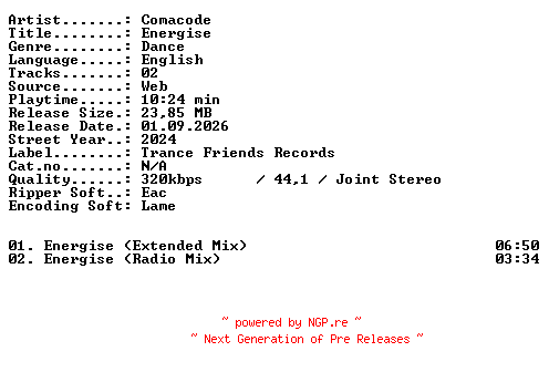 NFO for the release Comacode-Energise-WEB-2024-XTC_iNT by XTC_iNT