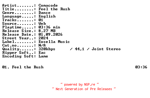 NFO for the release Comacode-Feel_the_Rush-SINGLE-WEB-2024-XTC_iNT by XTC_iNT