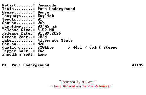 NFO for the release Comacode-Pure_Underground-SINGLE-WEB-2024-XTC_iNT by XTC_iNT