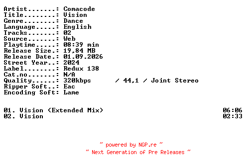 NFO for the release Comacode-Vision-WEB-2024-XTC_iNT by XTC_iNT