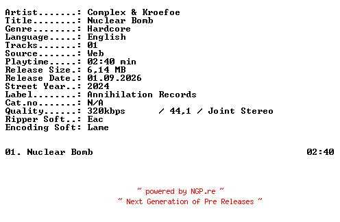 NFO for the release Complex_and_Kroefoe-Nuclear_Bomb-SINGLE-WEB-2024-XTC_iNT by XTC_iNT