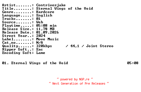 NFO for the release Contriverjake-Eternal_Wings_of_the_Void-SINGLE-WEB-2024-XTC_iNT by XTC_iNT
