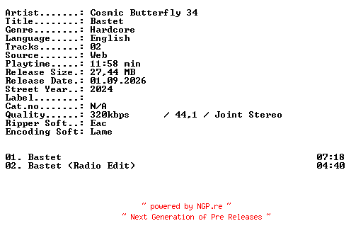 NFO for the release Cosmic_Butterfly_34-Bastet-WEB-2024-XTC_iNT by XTC_iNT