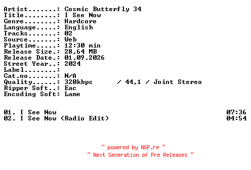 NFO for the release Cosmic_Butterfly_34-I_See_Now-WEB-2024-XTC_iNT by XTC_iNT