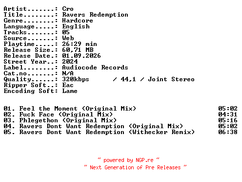 NFO for the release Cro-Ravers_Redemption-WEB-2024-XTC_iNT by XTC_iNT