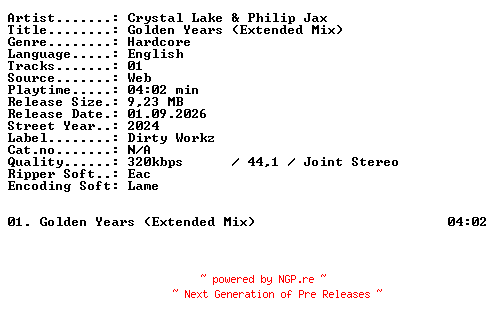 NFO for the release Crystal_Lake_and_Philip_Jax-Golden_Years_(Extended_Mix)-SINGLE-WEB-2024-XTC_iNT by XTC_iNT