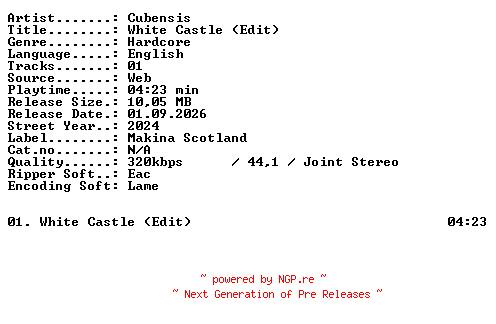 NFO for the release Cubensis-White_Castle_(Edit)-SINGLE-WEB-2024-XTC_iNT by XTC_iNT