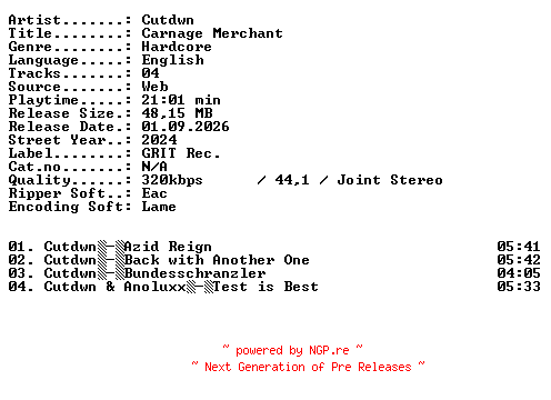 NFO for the release Cutdwn-Carnage_Merchant-WEB-2024-XTC_iNT by XTC_iNT