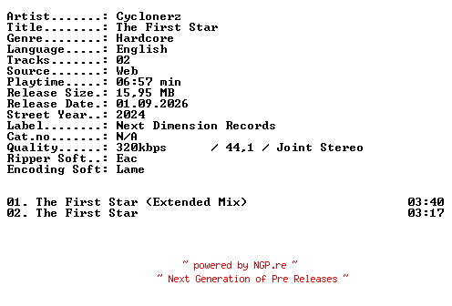NFO for the release Cyclonerz-The_First_Star-WEB-2024-XTC_iNT by XTC_iNT