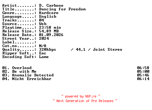 NFO for the release D_Carbone-Dancing_for_Freedom-WEB-2024-XTC_iNT by XTC_iNT