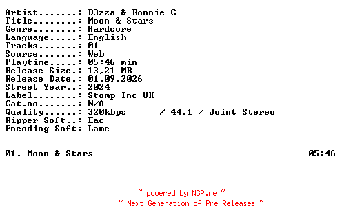 NFO for the release D3zza_and_Ronnie_C-Moon_and_Stars-SINGLE-WEB-2024-XTC_iNT by XTC_iNT
