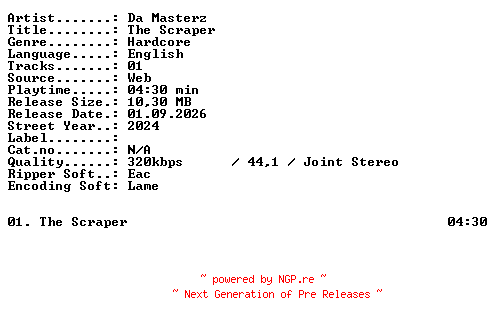NFO for the release Da_Masterz-The_Scraper-SINGLE-WEB-2024-XTC_iNT by XTC_iNT