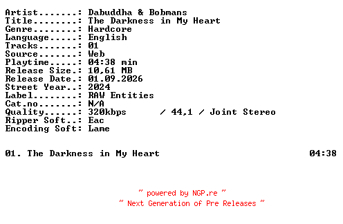 NFO for the release Dabuddha_and_Bobmans-The_Darkness_in_My_Heart-SINGLE-WEB-2024-XTC_iNT by XTC_iNT