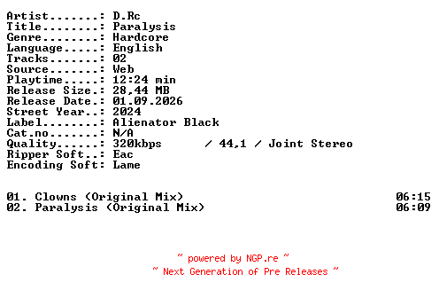 NFO for the release Drc-Paralysis-WEB-2024-XTC_iNT by XTC_iNT