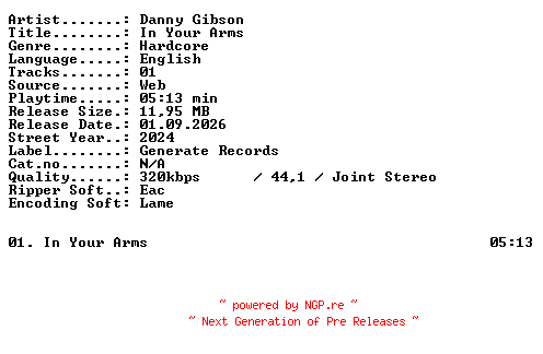 NFO for the release Danny_Gibson-In_Your_Arms-SINGLE-WEB-2024-XTC_iNT by XTC_iNT