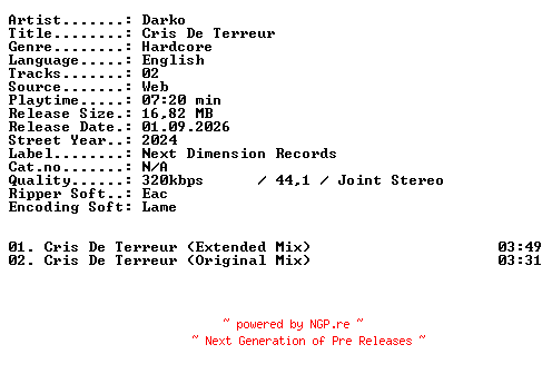 NFO for the release Darko-Cris_De_Terreur-WEB-2024-XTC_iNT by XTC_iNT