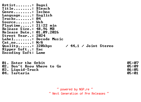 NFO for the release Dagui-Bleach-WEB-2024-XTC_iNT by XTC_iNT