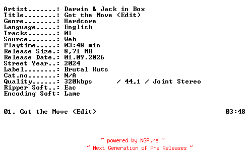 NFO for the release Darwin_and_Jack_in_Box-Got_the_Move_(Edit)-SINGLE-WEB-2024-XTC_iNT by XTC_iNT