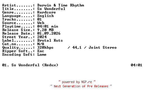 NFO for the release Darwin_and_Time_Rhythm-So_Wonderful-SINGLE-WEB-2024-XTC_iNT by XTC_iNT