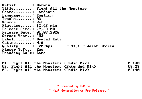NFO for the release Darwin-Fight_All_the_Monsters-WEB-2024-XTC_iNT by XTC_iNT