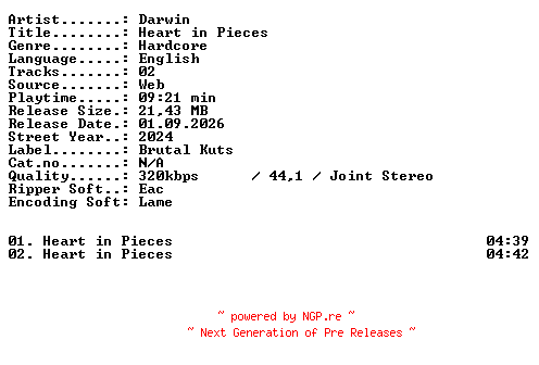NFO for the release Darwin-Heart_in_Pieces-WEB-2024-XTC_iNT by XTC_iNT