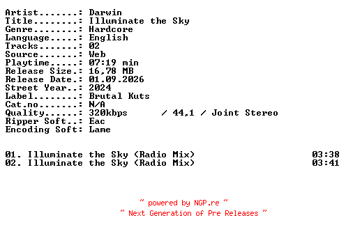 NFO for the release Darwin-Illuminate_the_Sky-WEB-2024-XTC_iNT by XTC_iNT