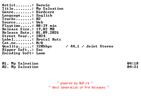 NFO for the release Darwin-My_Salvation-WEB-2024-XTC_iNT by XTC_iNT