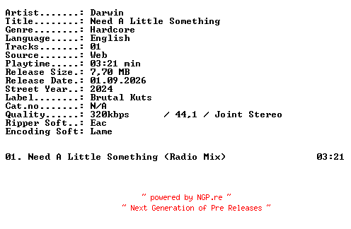 NFO for the release Darwin-Need_A_Little_Something-SINGLE-WEB-2024-XTC_iNT by XTC_iNT