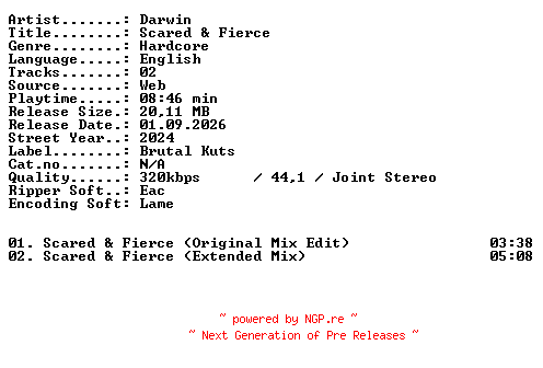 NFO for the release Darwin-Scared_and_Fierce-WEB-2024-XTC_iNT by XTC_iNT