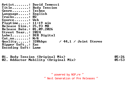 NFO for the release David_Temessi-Body_Tension-WEB-2024-XTC_iNT by XTC_iNT