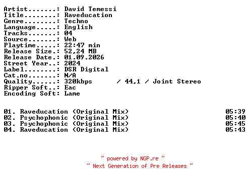 NFO for the release David_Temessi-Raveducation-WEB-2024-XTC_iNT by XTC_iNT