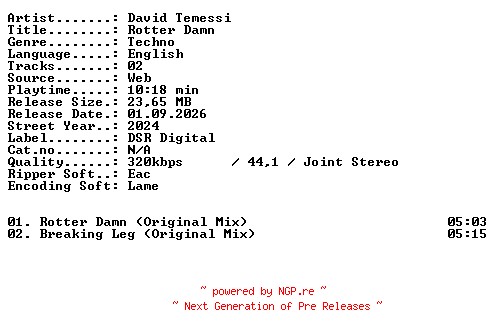 NFO for the release David_Temessi-Rotter_Damn-WEB-2024-XTC_iNT by XTC_iNT
