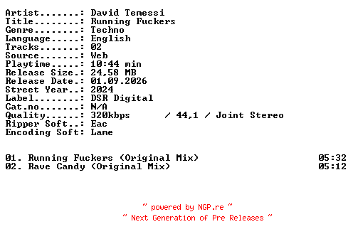 NFO for the release David_Temessi-Running_Fuckers-WEB-2024-XTC_iNT by XTC_iNT