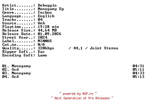 NFO for the release Debuggin-Monogamy_EP-WEB-2024-XTC_iNT by XTC_iNT
