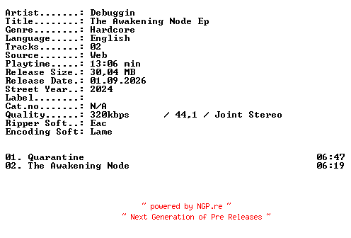 NFO for the release Debuggin-The_Awakening_Node_EP-WEB-2024-XTC_iNT by XTC_iNT