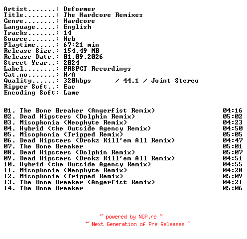 NFO for the release Deformer-The_Hardcore_Remixes-WEB-2024-XTC_iNT by XTC_iNT