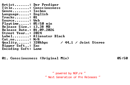 NFO for the release Der_Prediger-Consciousness-WEB-2024-XTC_iNT by XTC_iNT