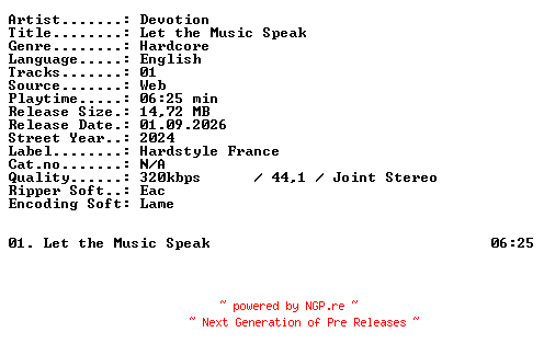 NFO for the release Devotion-Let_the_Music_Speak-SINGLE-WEB-2024-XTC_iNT by XTC_iNT