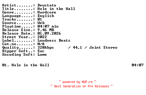 NFO for the release Dewstate-Hole_in_the_Wall-SINGLE-WEB-2022-XTC_iNT by XTC_iNT