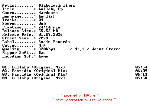 NFO for the release Diabolusinlinea-Lullaby_EP-WEB-2024-XTC_iNT by XTC_iNT