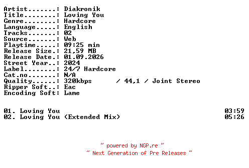 NFO for the release Diakronik-Loving_You-WEB-2024-XTC_iNT by XTC_iNT