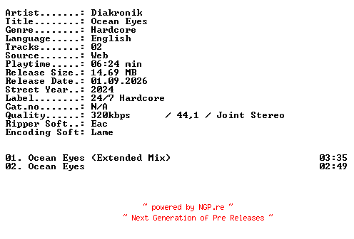 NFO for the release Diakronik-Ocean_Eyes-WEB-2024-XTC_iNT by XTC_iNT