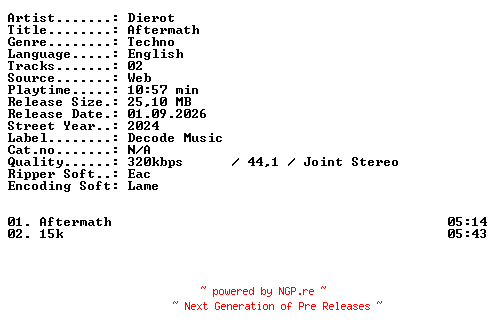 NFO for the release Dierot-Aftermath-WEB-2024-XTC_iNT by XTC_iNT