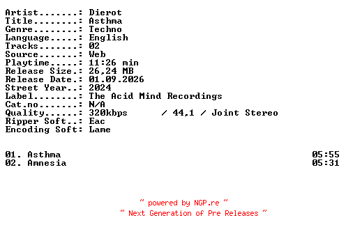 NFO for the release Dierot-Asthma-WEB-2024-XTC_iNT by XTC_iNT