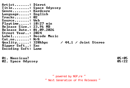 NFO for the release Dierot-Space_Odyssey-WEB-2024-XTC_iNT by XTC_iNT