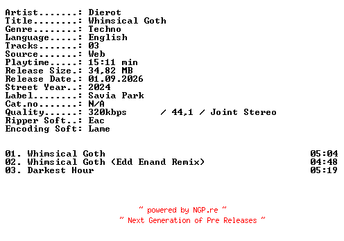 NFO for the release Dierot-Whimsical_Goth-WEB-2024-XTC_iNT by XTC_iNT