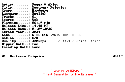 NFO for the release Fogga_and_Aklow-Destreza_Psiquica-SINGLE-WEB-2024-XTC_iNT by XTC_iNT