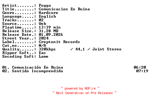 NFO for the release Fogga-Comunicacion_En_Ruina-WEB-2024-XTC_iNT by XTC_iNT
