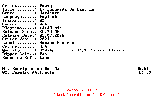NFO for the release Fogga-La_Bsqueda_De_Dios_Ep-WEB-2024-XTC_iNT by XTC_iNT